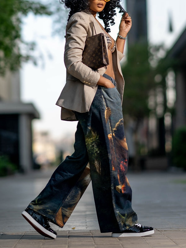 Printed Straight Pants