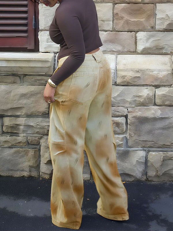 Printed Barrel Jeans