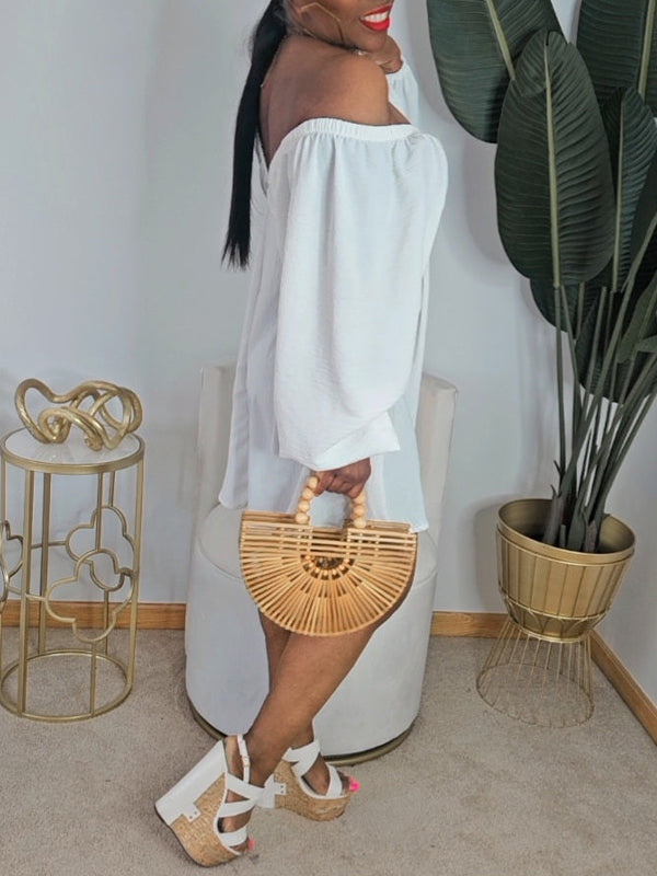 Solid Deep V Dress