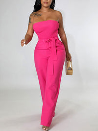 Strapless Belted Jumpsuit