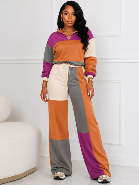 Colorblock Zip Top & Pants Set