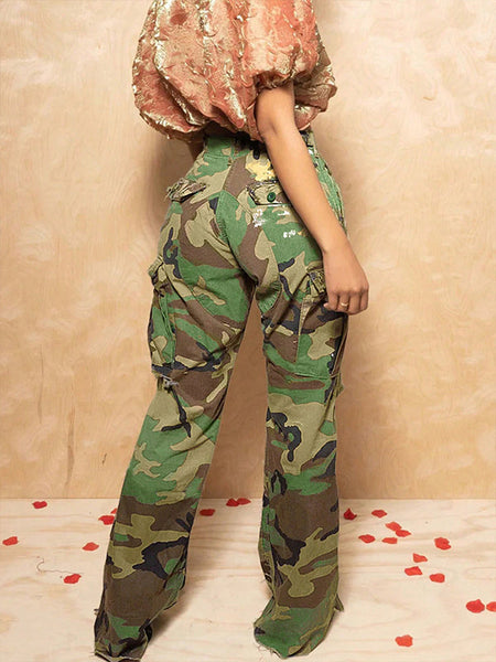 Indiebeautie Ripped Camo Cargo Pants