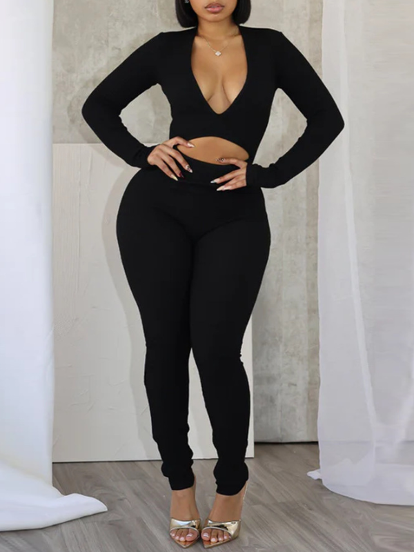 V-Neck Cutout Jumpsuit