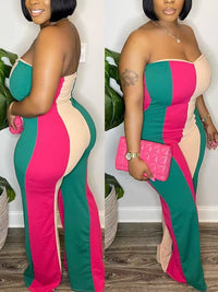 Colorblock Strapless Jumpsuit--Clearance
