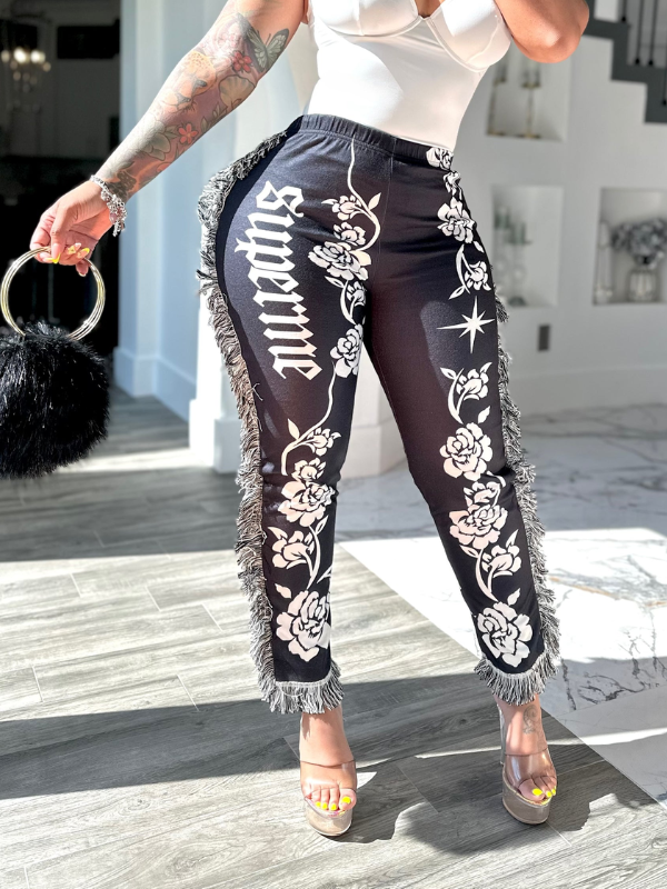 Fringe Combo Printed Pants