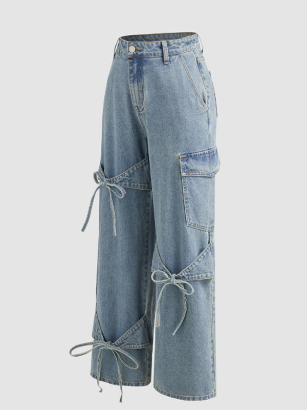 Bowknot Wide-Leg Jeans