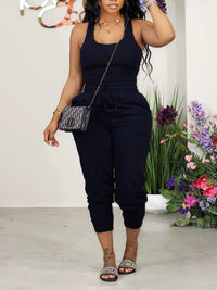 Solid Tank Top & Drawstring Pants Set--Clearance