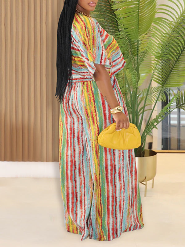 Stripe Top & Wide-Leg Pants Set