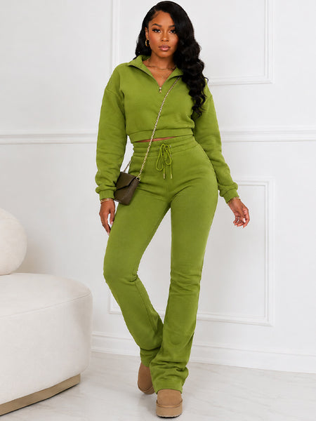 Zip-Front Sweatshirt & Pants Set