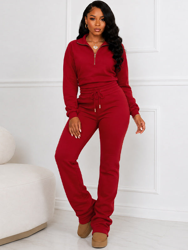 Zip-Front Sweatshirt & Pants Set