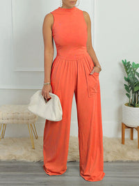 Cutout Back Sleeveless Wide-leg Jumpsuit