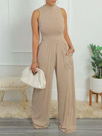 Cutout Back Sleeveless Wide-leg Jumpsuit