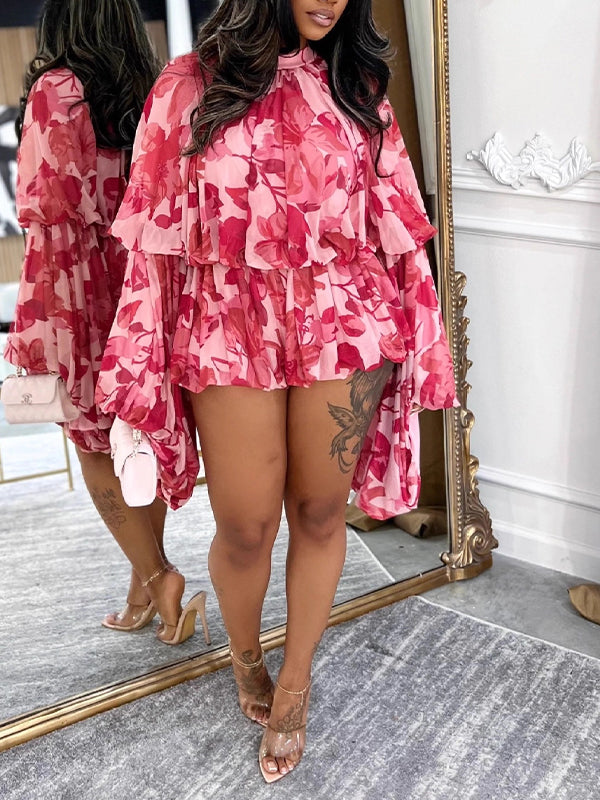 Printed Ruched Romper