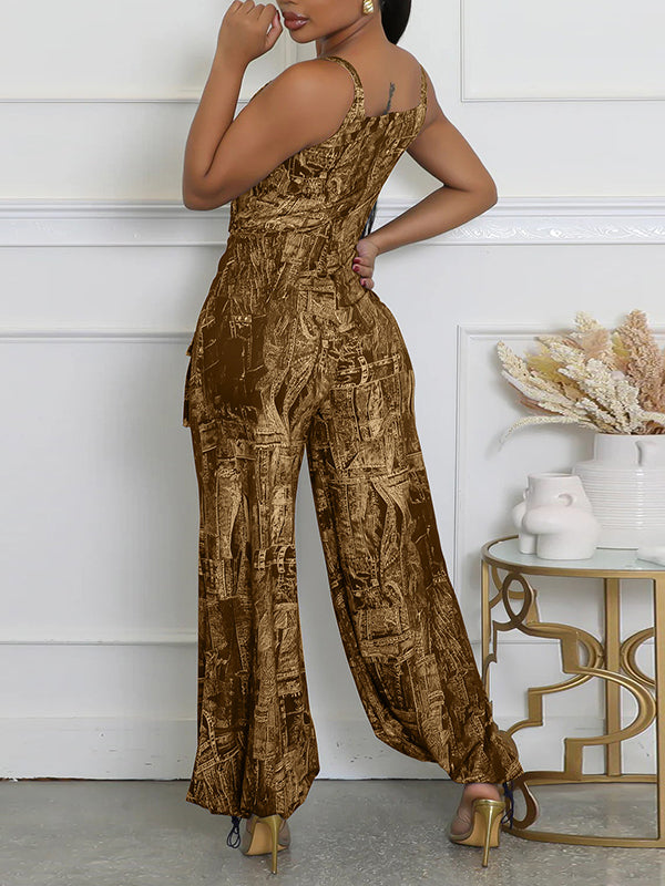 Printed Sleeveless Wide-Leg Jumpsuit