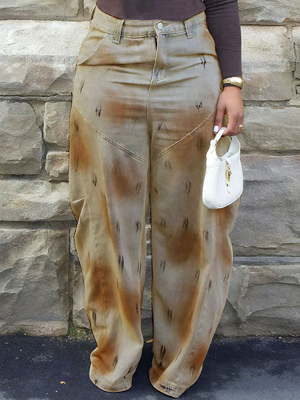 Printed Barrel Jeans