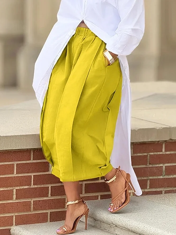 Solid Wide-Leg Capris