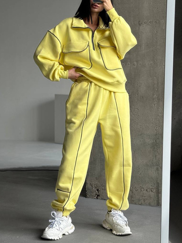 Zip-Front Sweatshirt & Pants Set