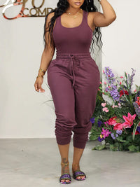 Solid Tank Top & Drawstring Pants Set--Clearance