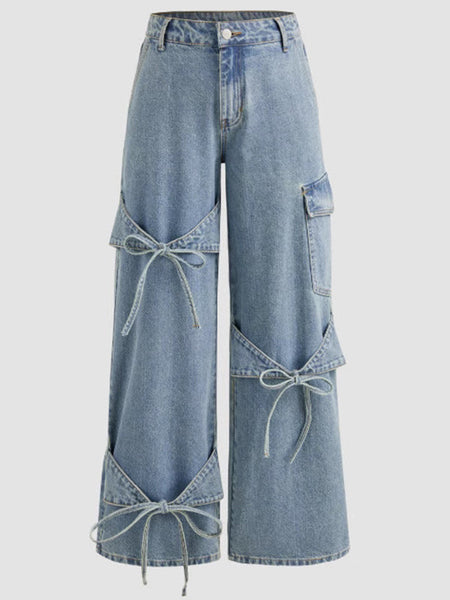 Bowknot Wide-Leg Jeans