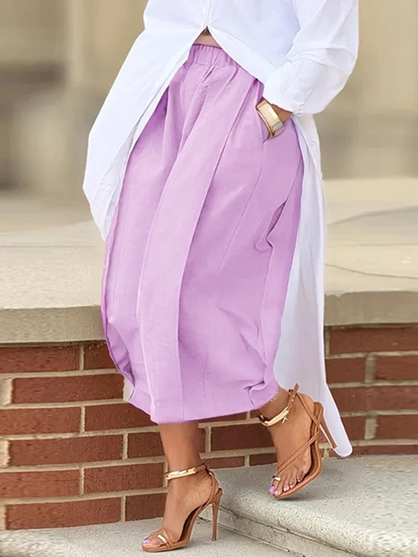 Solid Wide-Leg Capris