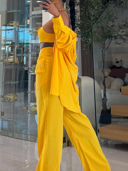 Solid Shirt Three-Piece Set