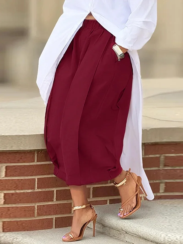 Solid Wide-Leg Capris