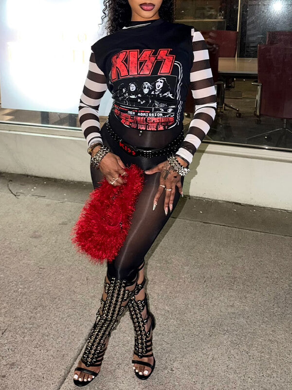 Stripe Combo Printed Tee