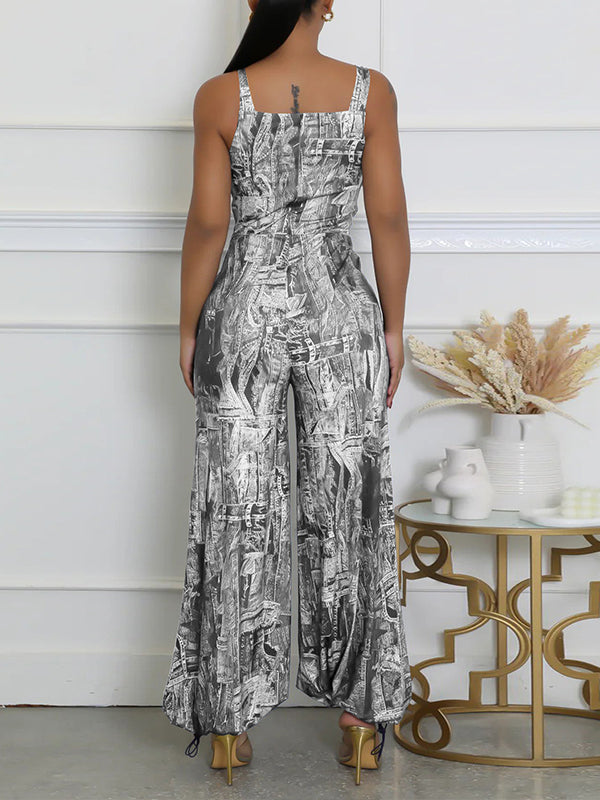 Printed Sleeveless Wide-Leg Jumpsuit