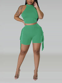 Sleeveless Top & Fringe Shorts Set--Clearance