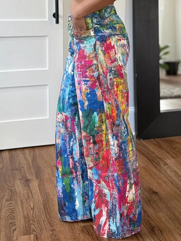 Indiebeautie Abstract Printed Straight Jeans