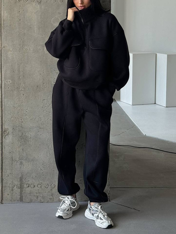 Zip-Front Sweatshirt & Pants Set