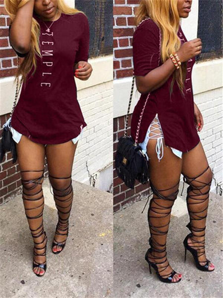 Indiebeautie Side-Slit Slogan T-shirt