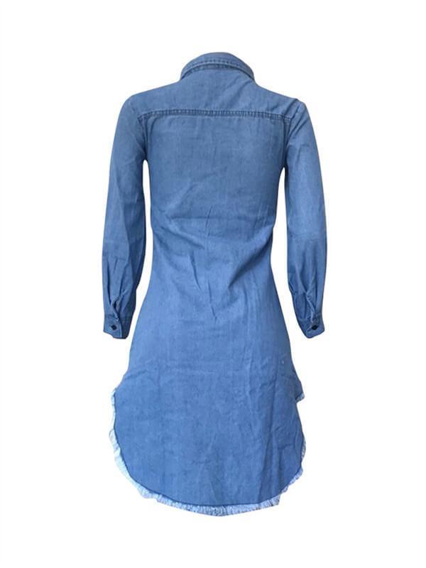 Indiebeautie Distressed Denim Shirt Dress