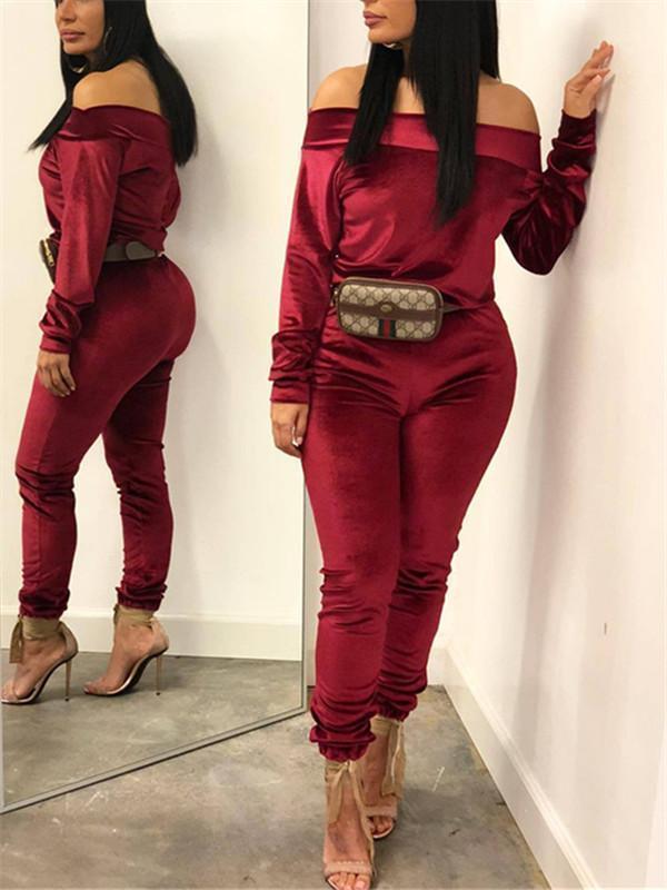 Off Shoulder Velvet Co-ord--Clearance