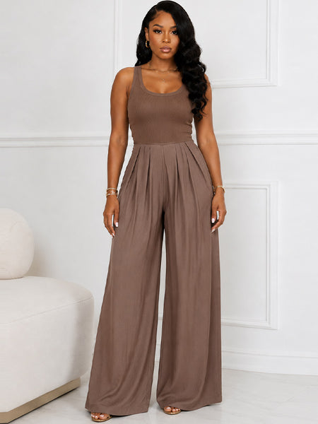 Wide-Leg Sleeveless Jumpsuit
