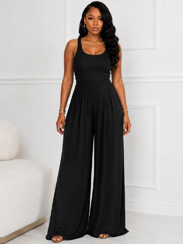 Wide-Leg Sleeveless Jumpsuit
