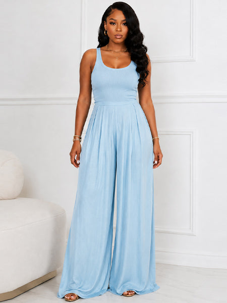 Wide-Leg Sleeveless Jumpsuit