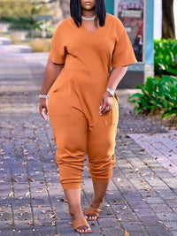 Solid V-Neck Jumpsuit