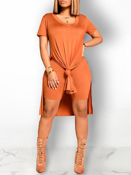 Side-Slit Tee & Biker Shorts Set--Clearance