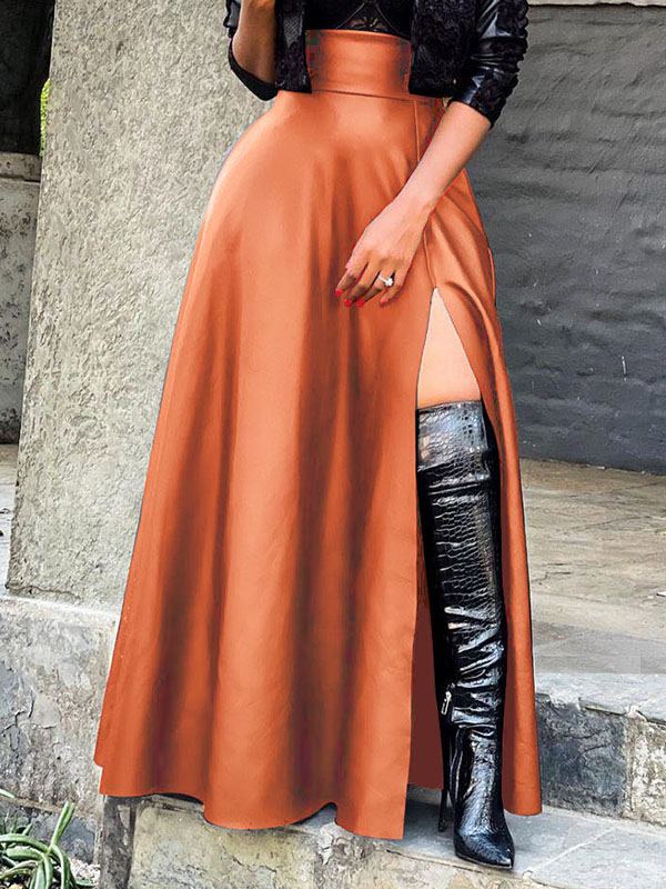 Indiebeautie Slit Faux-Leather Skirt
