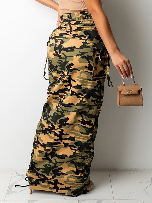 Camo Drawstring Skirt--Clearance