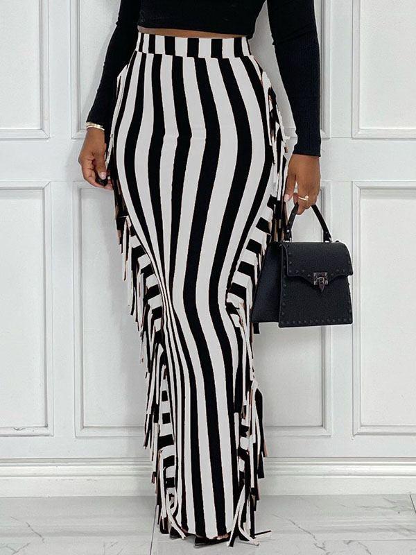 indiebeautie Fringe Combo Stripe Skirt