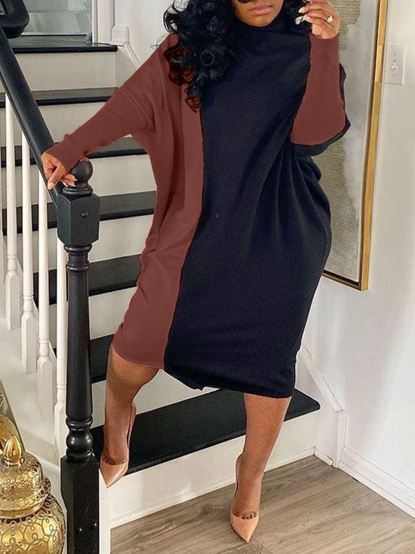 Two-Tone Turtleneck Dress--Clearance
