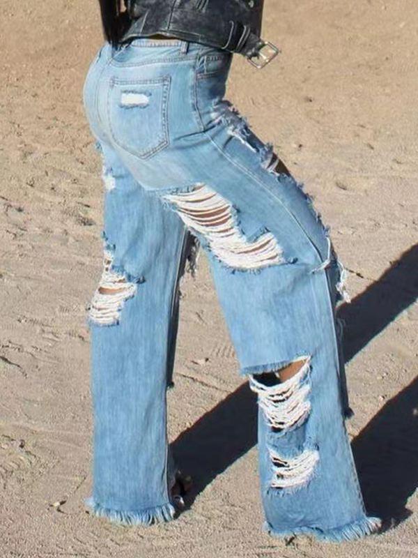 indiebeautie Ripped Fringe Jeans