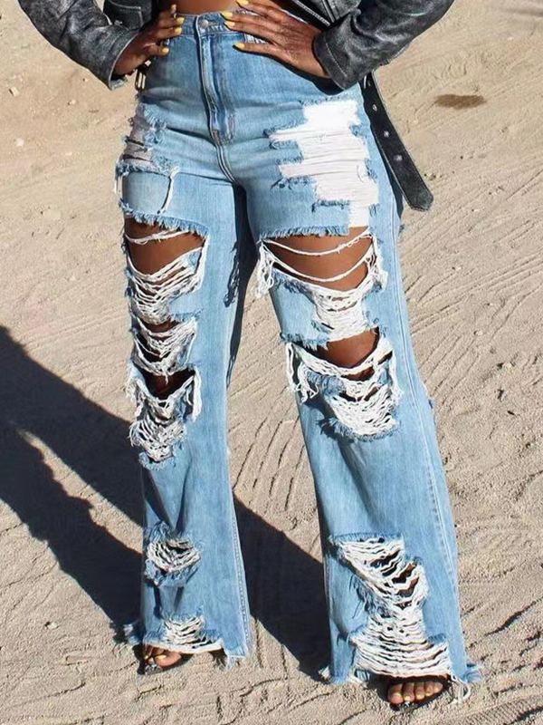 indiebeautie Ripped Fringe Jeans