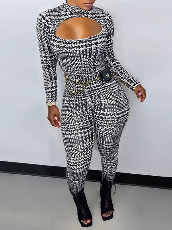Printed Cutout Jumpsuit--Clearance