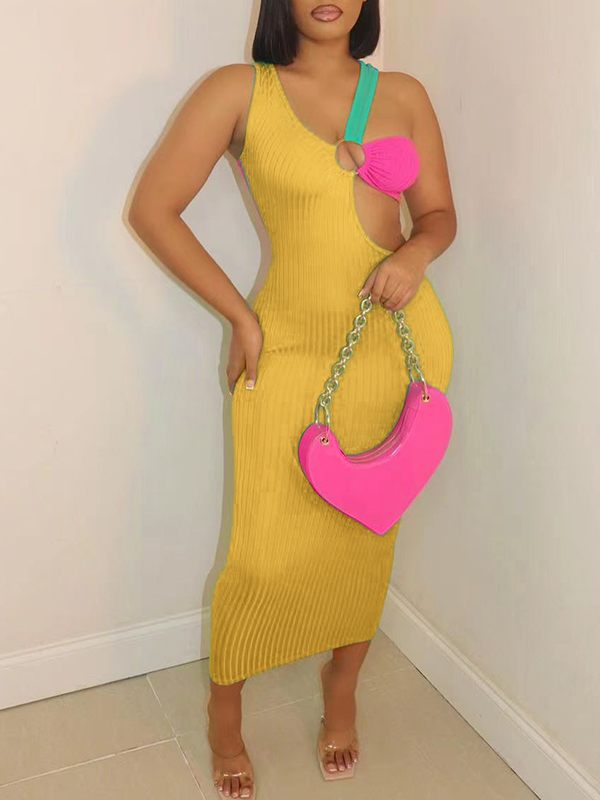 Indiebeautie Three-Tone Ribbed Dress