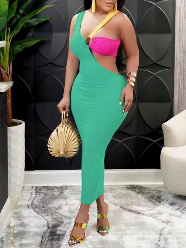 Indiebeautie Three-Tone Ribbed Dress