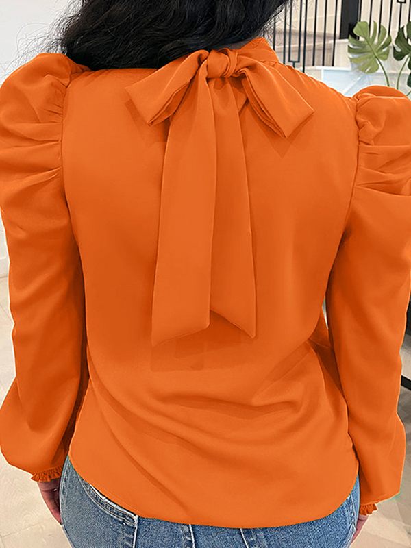 Tied-Back Puff-Sleeve Top--Clearance