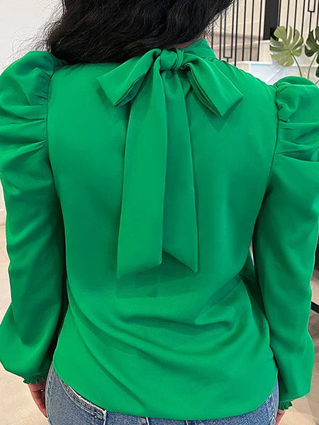 Tied-Back Puff-Sleeve Top--Clearance